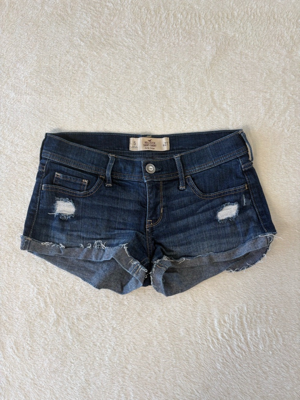 Hollister Micro Mini Denim Shorts 27 (29) Low Rise Summer Festival